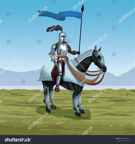 Medieval Warrior Horse On Battlefield Stock Vector (Royalty Free ...