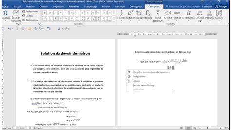 Comment Ins Rer Les Formules Math Matique Dans Un Document Word Youtube