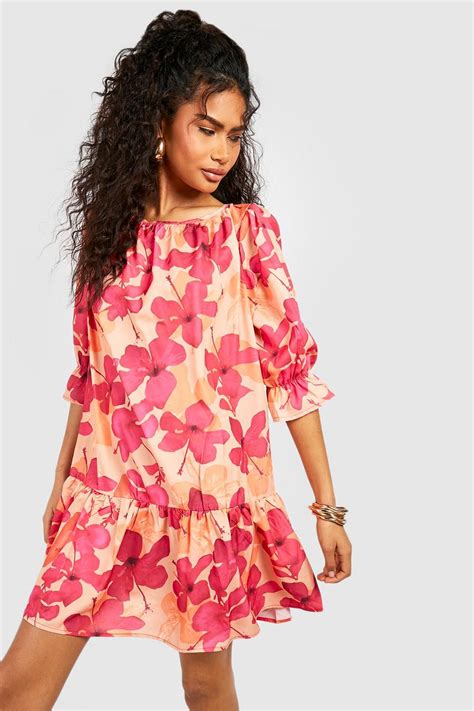 Floral Ruffle Smock Dress Boohoo Uk