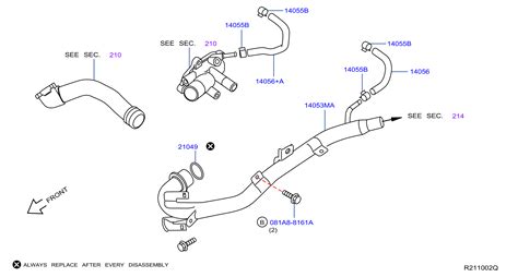 Nissan Maxima Pipe Water Tube Connector Engine Ja A