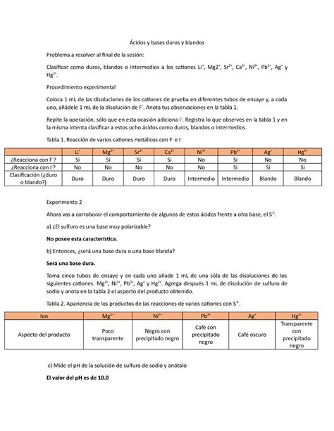 Cidos Y Bases Duros Y Blandos Cidos Y Bases Duros Y Blandos