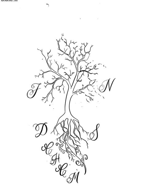 A Drawing Of A Tree With Roots And Letters