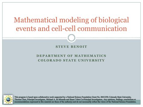 Mathematical Modeling Of Biological Events And Cell Cell Communication