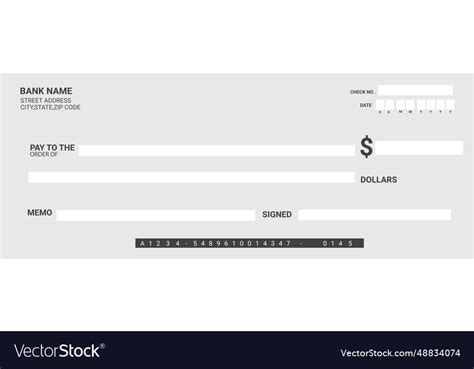 Bank check template Royalty Free Vector Image - VectorStock