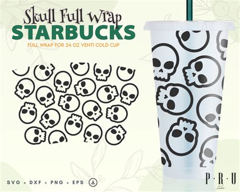 Halloween Skull Starbucks No Hole Wrap Svg Starbucks Cold Etsy