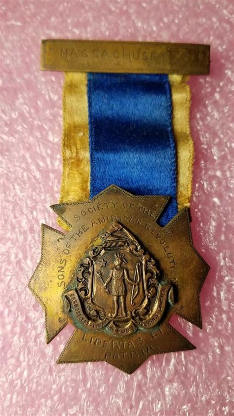 Sons Of The American Revolution Massachusetts Medal World War Army