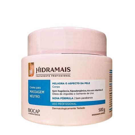 Creme Para Massagem Neutro Hipoalergênico Hidramais 500g Cosméticos