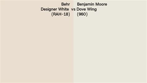 Behr Designer White Rah Vs Benjamin Moore Dove Wing Side By