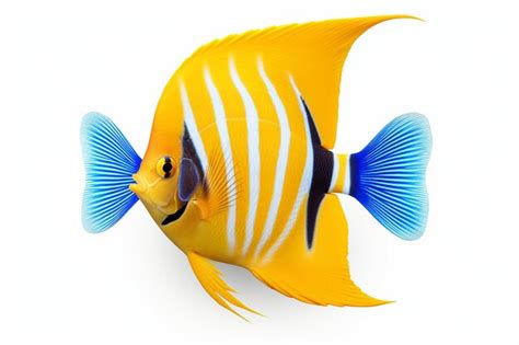 Premium Photo A Yellow Cute Angelfish Isolated On White Background