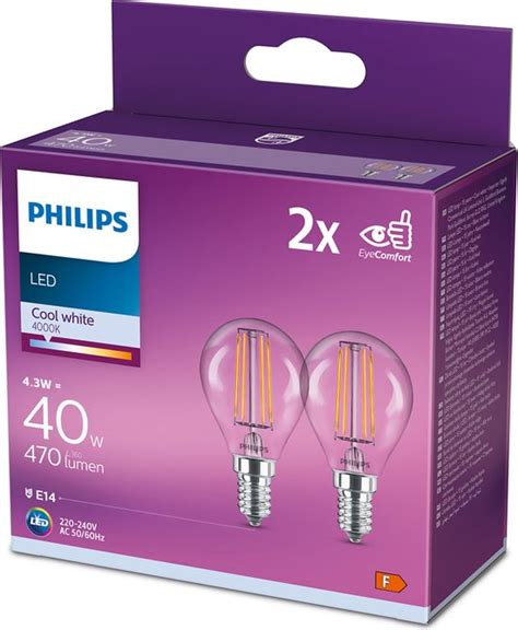 Philips Led Filament E W W Koel Wit Licht Niet Dimbaar