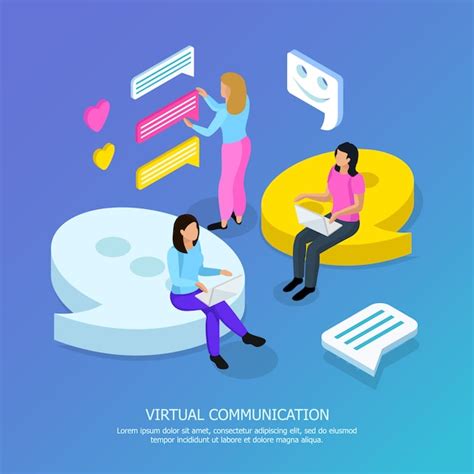 Comunicación virtual isométrica Vector Gratis