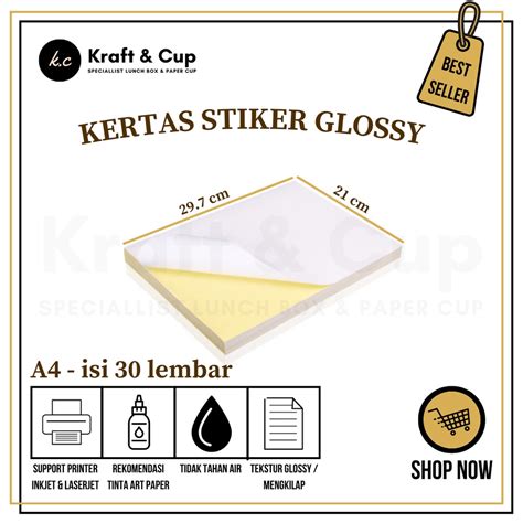 Jual Kertas Stiker Glossy A4 Isi 30 Lembar Kertas Sticker Glossy A4 Shopee Indonesia