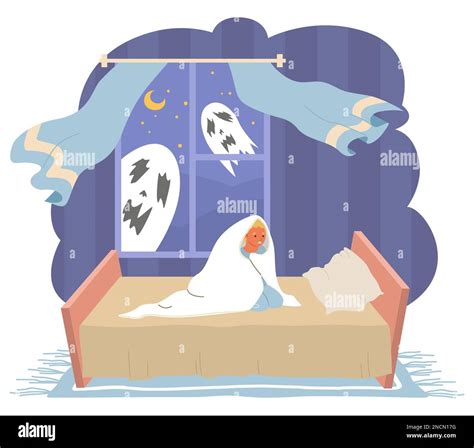 Child Fears Vector Little Boy Afraid Of Ghosts Stock Vector Image And Art