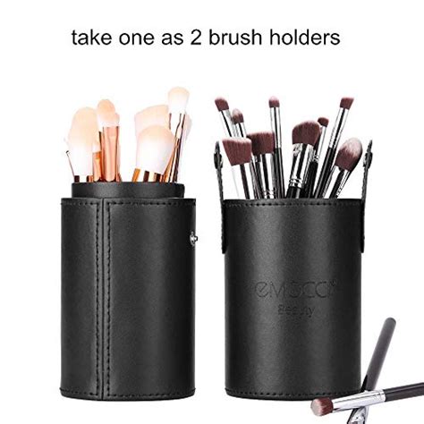 Emocci Makeup Brush Holder Large Pu Leather Make Up Cosmetic Cup Holders Storage Organizer Case