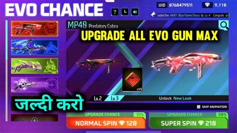 How To Upgrade All Evo Guns Max Evo Chance Event Free Fire Free