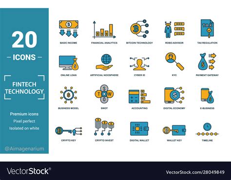 Fintech Technology Icon Set Include Creative Vector Image