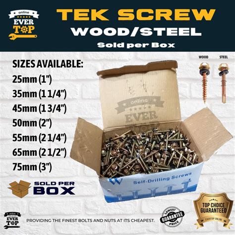 Box Tek Screw Wood Steel Metal Sold Per Box Text Screw Tex