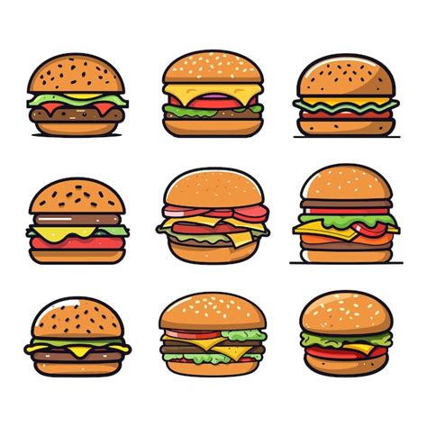 Vektor Burger Cartoon Symbol Illustration Premium Vektor