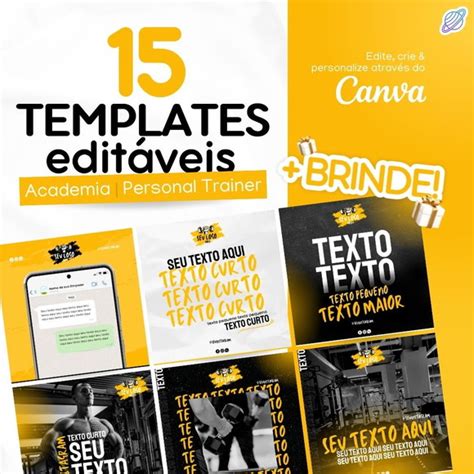 Pack De 15 Templates Editáveis No Canva Academia E Personal