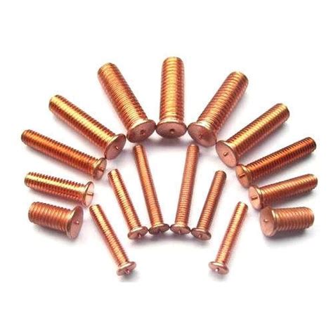 M X Mm Weld Studs Cd Threaded Mild Steel Copper Plated Pack Of