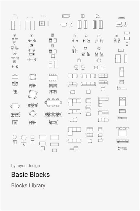 Basic Blocks Library | Cad blocks, Cad blocks free, Block plan