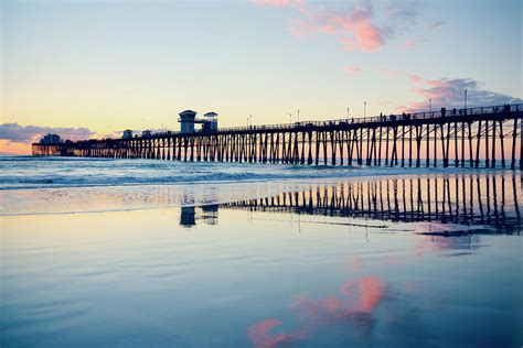 Oceanside Beach Sunset Reflections Photograph by Ray Devlin