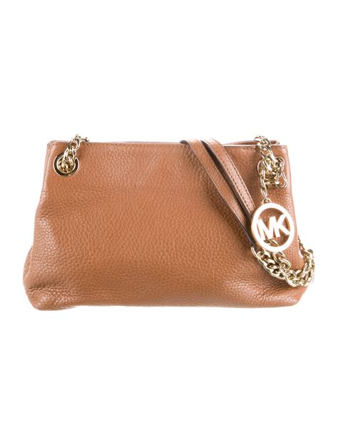 Michael Michael Kors Leather Chain Link Shoulder Bag Brown Shoulder Bags Handbags Wm5139807