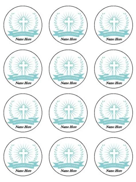 FIRST HOLY COMMUNION Edible Cake Toppers Wafer Or Icing Cupcake X 12