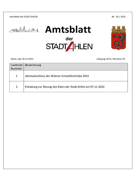 Ausf Llbar Online Amtsblatt Der Stadt Ahlen Fax Email Drucken Pdffiller