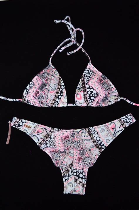 Victoria S Secret White Bikini Triangle Top Itsy Bottom Medium M Swim