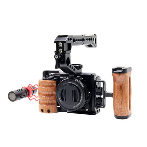 Camera Cage with Wooden Grip Rig for Sony ZVE10 Accessories Vlog Case ...