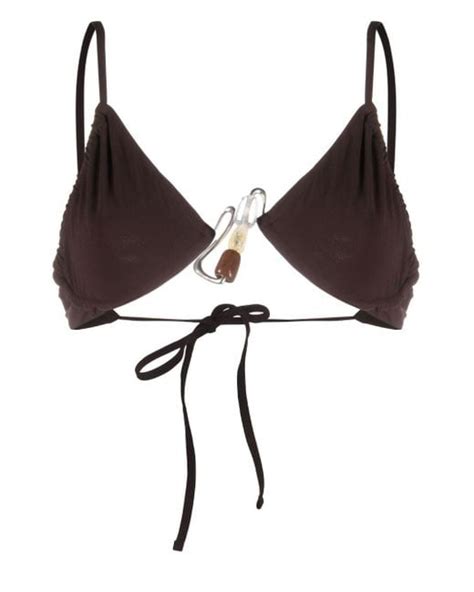 Christopher Esber Nebular Bead Detailing Bikini Top In Brown Lyst