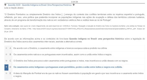 APOL OBJETIVA REGULAR QUESTÃO INDÍGENA NO BRASIL UMA PERSPECTIVA