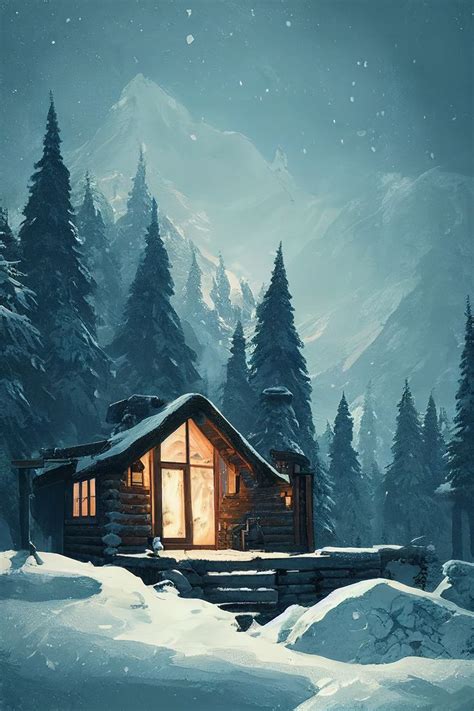 Cozy Winter Cabin Art Design on Multiple Products