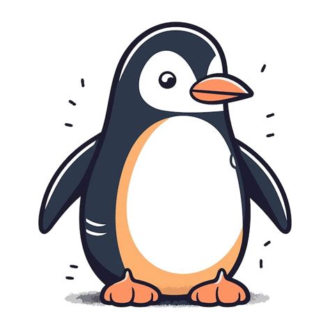 Pinguim bonito ilustração vetorial isolada em um fundo branco Vetor