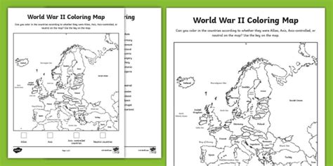 World War II Map Colouring Activity (teacher made)