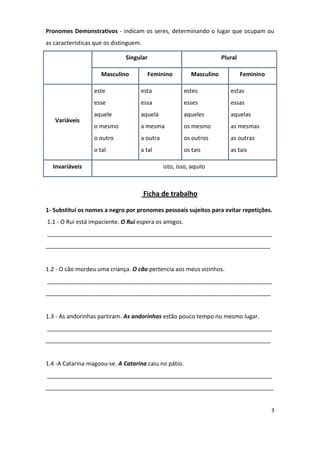 Pronomes Ficha Trabalho Pdf