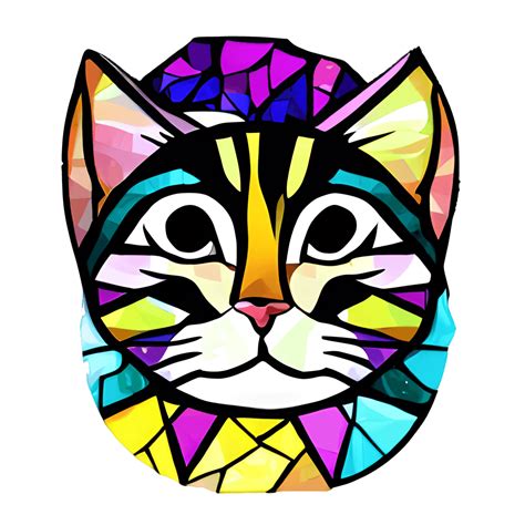 Cute Cat Stained Glass Graphic Creative Fabrica