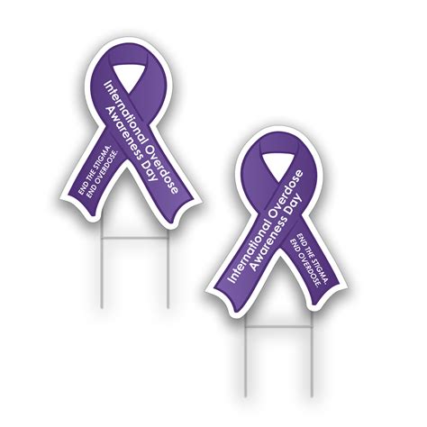 Overdose Awareness Day Ribbon Yard Signs: Lawn Decorations