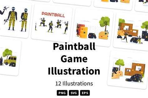 Premium Paintball Game Illustration pack from Sports & Games Illustrations