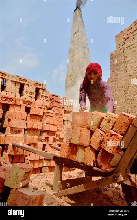 Brick Factory Where Families Are Making Bricks With Clay Before Drying