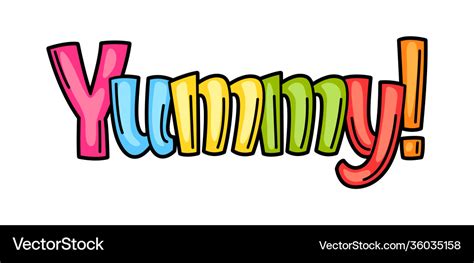 Yummy Cartoon Phrase Royalty Free Vector Image