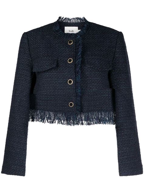 Bab Cropped Frayed Tweed Jacket Farfetch