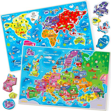 Puzzle Ab 4 5 6 Jahren Weltkarte Und Europakarte Kinderpuzzle Zum