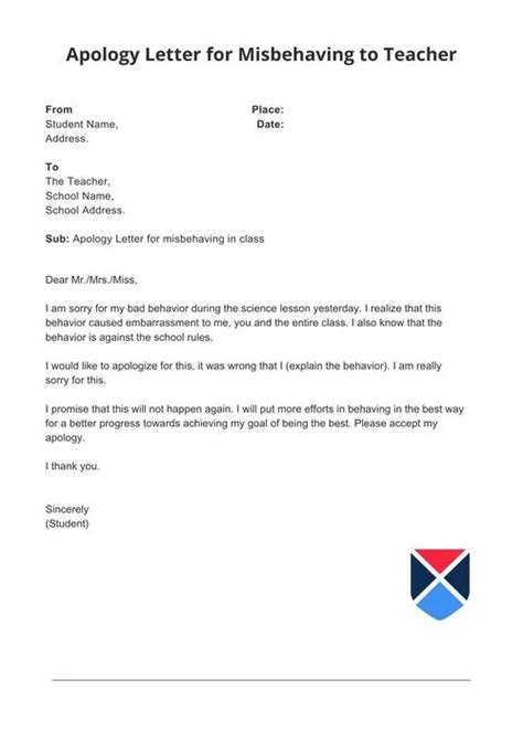 Official Apology Letter For Behavior