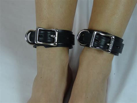 Handmade Leather Ankle Cuffs With Locking Buckles Etsy