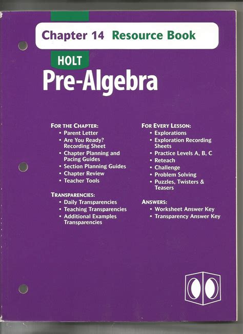 Holt Pre Algebra Resource Book Chapter 14 With Answer Key By Holt Rinehart And Winston Inc