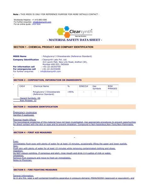 Polyglyceryl 3 Diisostearate Reference Standard Clearsynth