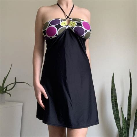 Vintage Y2k Retro Polkadot Halter Swim Cover Up Depop