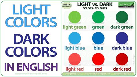 Light Colors Vs Dark Colors In English ESOL ESL Colors Colours